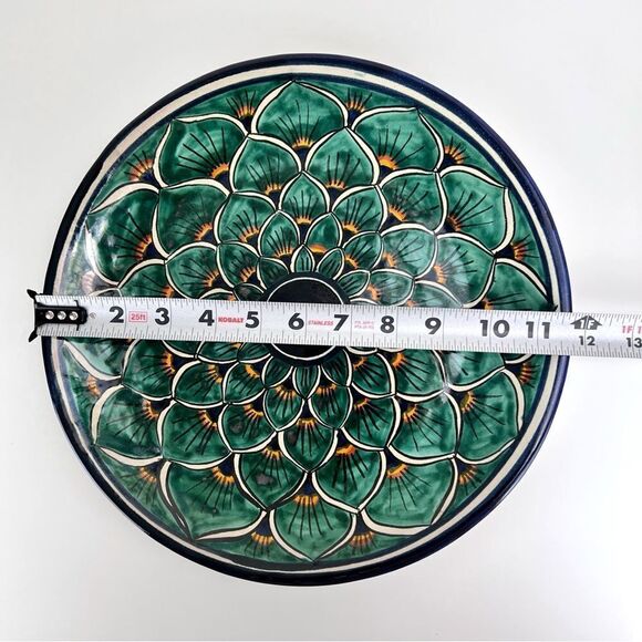 Large Vintage Talavera? Plate Handmade Peacock Design Centerpiece 11.5” - Picture 9 of 10